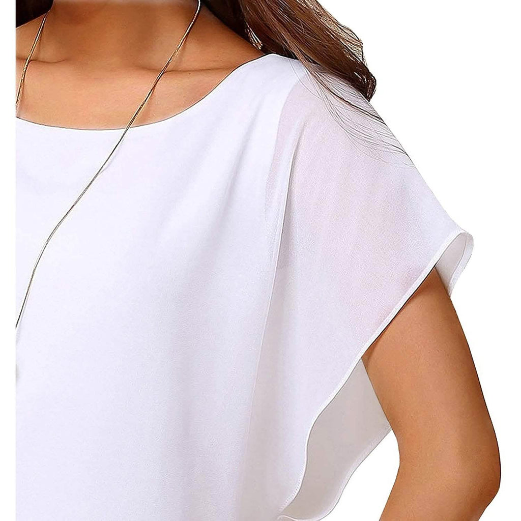 Women's Loose Casual Short Sleeve Chiffon Top T-Shirt Blouse