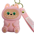 Silicone Labubu Coin Purse Key Chain Pendant (Sweet Strawberry Edition)