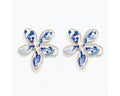 Marbled Blue & White Flower Earrings
