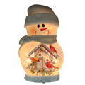 9.5 Inch Lighted Cardinal Glass Snowman - Bird House