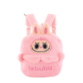 Cartoon Labubu Furry Backpack Children's Plush Backpack - Pink