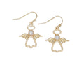 Dainty Gold Angel Earrings with Pearls