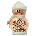 9.5 Inch Lighted Cardinal Glass Snowman - Bird Condo