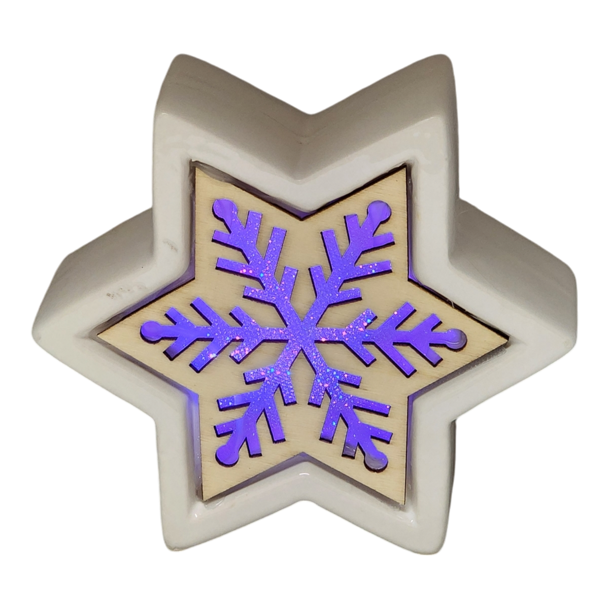 Color Changing Dolomite & Wood Decor - Snowflake