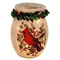4 Inch Lighted Jar with Garland - Solo Cardinal Elegance