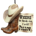 Western "Where He Leads Me" Resin Ornament