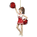 Pom-Pom Cheerleader Ornament - Red - 5.5 Inches