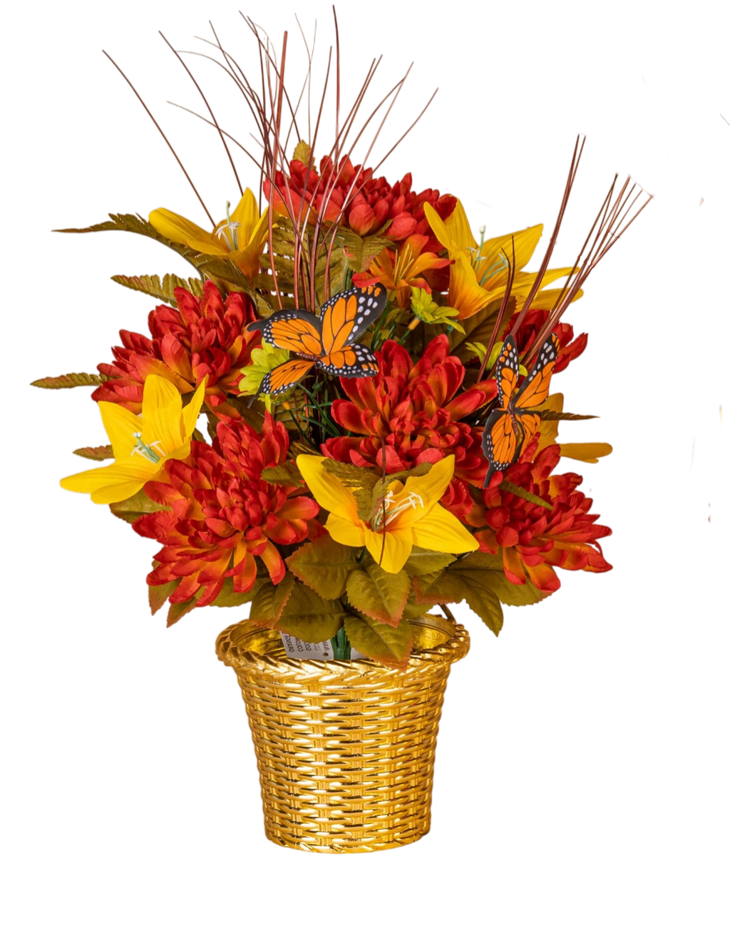 Harvest Floral Arrangements in Gold Weighted Pot -