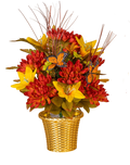 Harvest Floral Arrangements in Gold Weighted Pot -