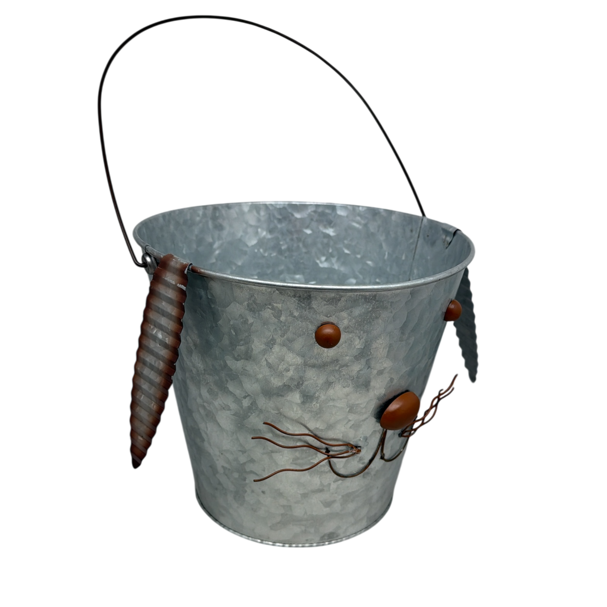 Galvanized Metal Bunny Design Bucket with Ears - Large