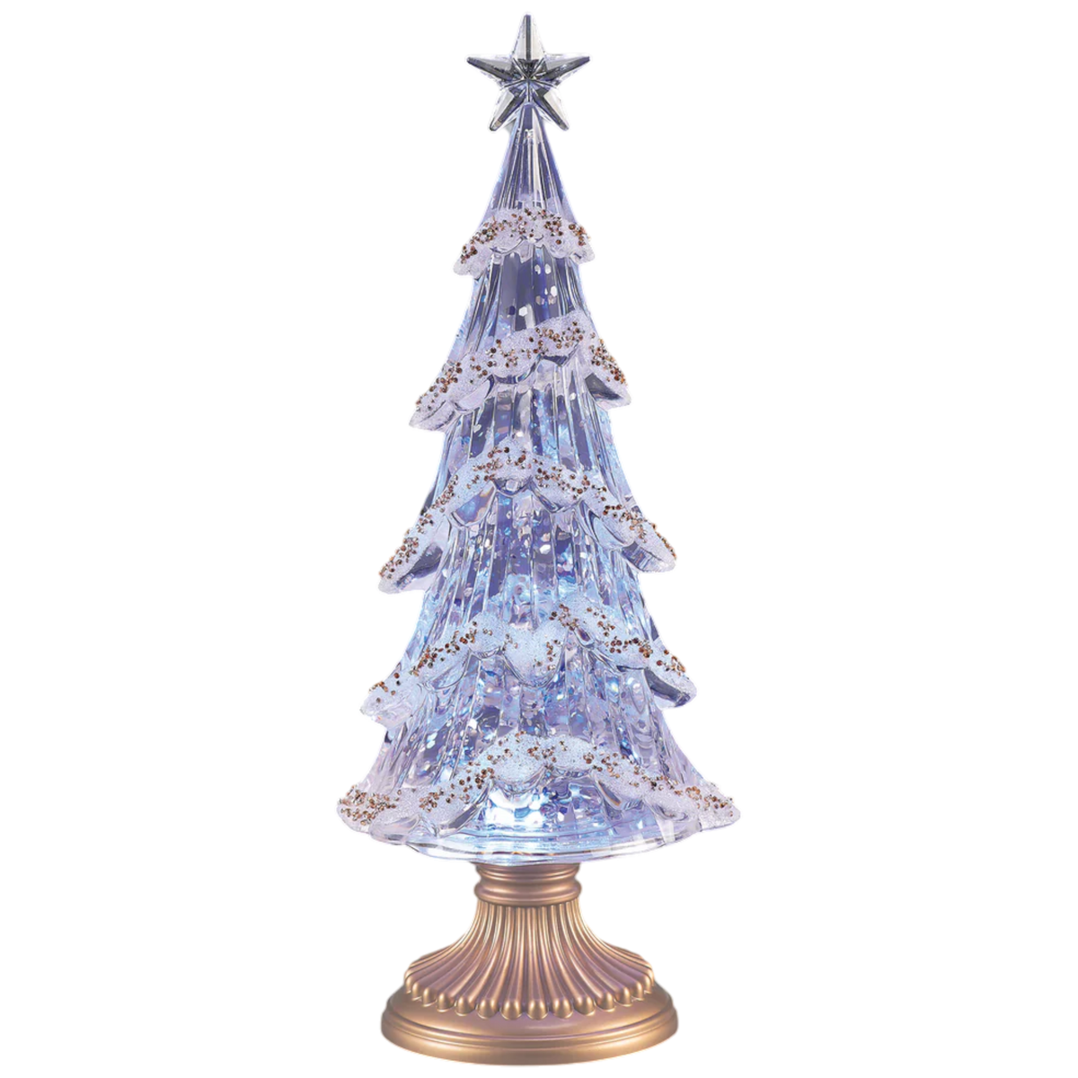 Lighted Swirl Tree with Gold Crystals & Base