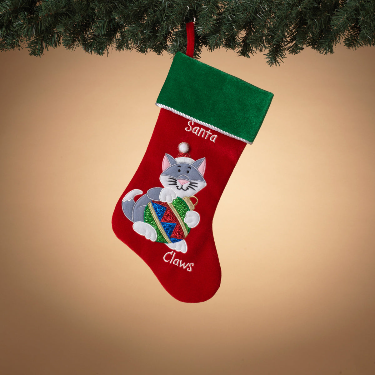 Santa Paws Velvet Stocking