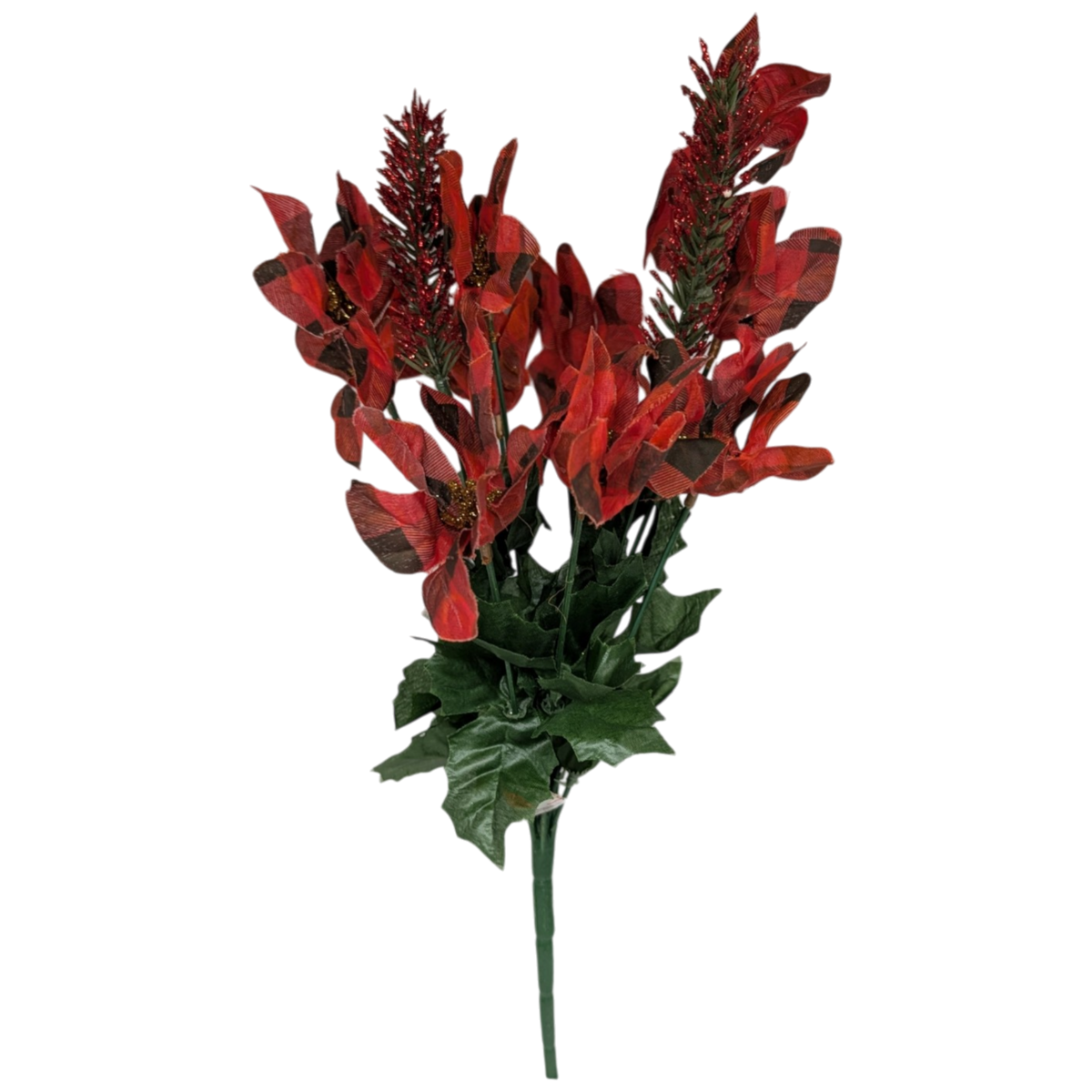 18-Inch Plaid Poinsettia Bush