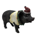 Pig Wearing Wreath Figurine