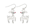 Silver Prancing Rudolph Earrings