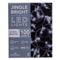Jingle Bright 100 LED Light Set - Cool White - White Wire