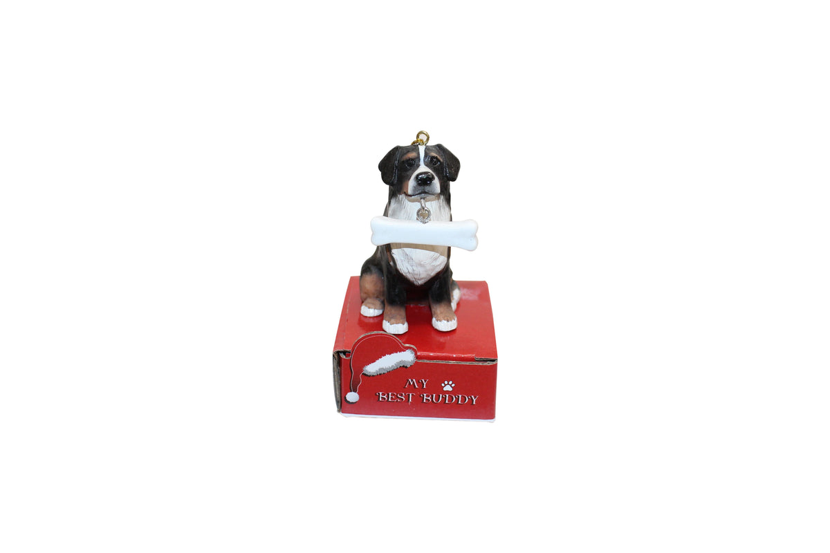 Bernese Mountain Dog with Bone Ornament