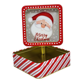 Square Cookie Tin with Window - Merry Christmas Santa Face