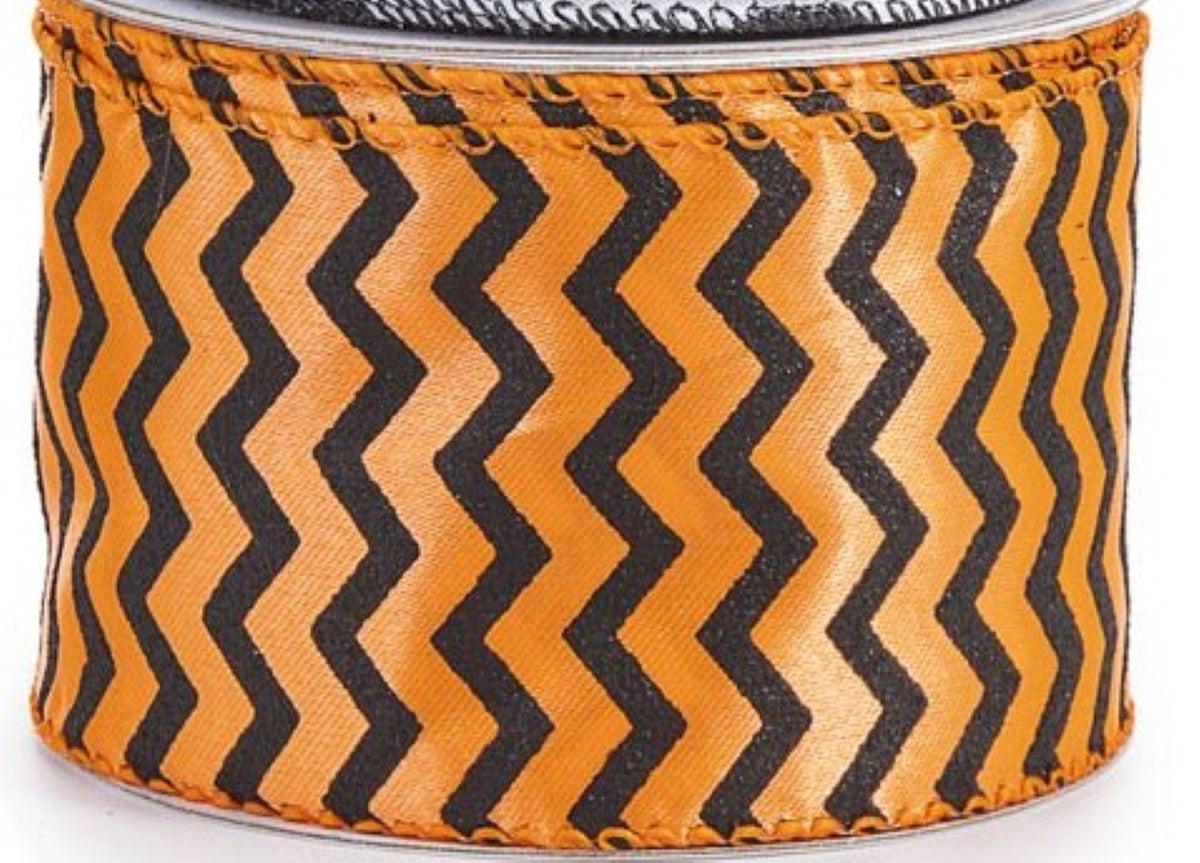 Halloween Wire Ribbon 2.5 inches x 25 feet - Black Sparkle